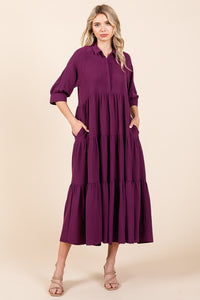 Mittoshop Solid Color Airflow Maxi Dress in Magenta