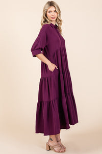 Mittoshop Solid Color Airflow Maxi Dress in Magenta