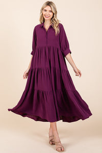 Mittoshop Solid Color Airflow Maxi Dress in Magenta