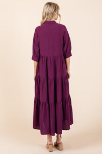 Mittoshop Solid Color Airflow Maxi Dress in Magenta