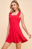 TCEC Textured Fabric Mini Dress in Red