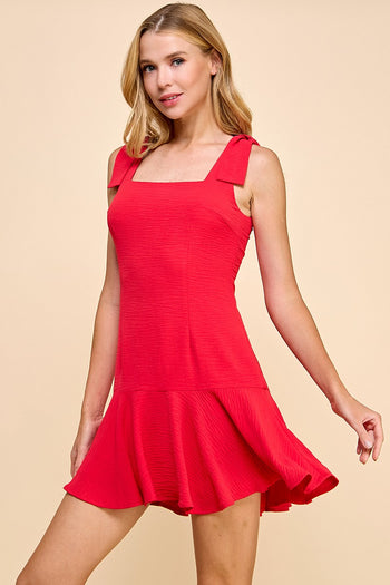 Tcec Textured Fabric Mini Dress in Red M Tcec Textured Fabric Mini Dress in Red M