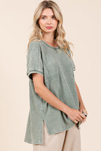 Load image into Gallery viewer, Mittoshop Mineral Washed Waffle Knit Tunic Top in Matcha
