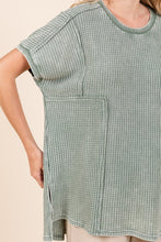 Load image into Gallery viewer, Mittoshop Mineral Washed Waffle Knit Tunic Top in Matcha
