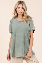 Load image into Gallery viewer, Mittoshop Mineral Washed Waffle Knit Tunic Top in Matcha
