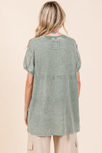 Load image into Gallery viewer, Mittoshop Mineral Washed Waffle Knit Tunic Top in Matcha
