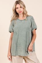 Load image into Gallery viewer, Mittoshop Mineral Washed Waffle Knit Tunic Top in Matcha
