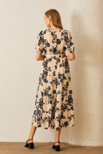 Load image into Gallery viewer, Polagram Two Toned Floral Print Maxi Dress in Cream Multi
