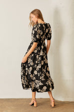 Load image into Gallery viewer, Polagram Two Toned Floral Print Maxi Dress in Black Multi
