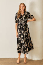 Load image into Gallery viewer, Polagram Two Toned Floral Print Maxi Dress in Black Multi
