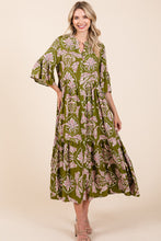 Load image into Gallery viewer, Mittoshop Abstract Leaf Print  Maxi Dress in Green Tea
