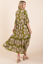 Load image into Gallery viewer, Mittoshop Abstract Leaf Print  Maxi Dress in Green Tea
