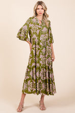 Load image into Gallery viewer, Mittoshop Abstract Leaf Print  Maxi Dress in Green Tea
