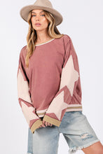 Load image into Gallery viewer, Sage+Fig French Terry Top with Star Appliques in Magenta Pink
