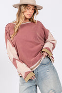 Sage+Fig French Terry Top with Star Appliques in Magenta Pink