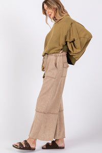 Sage+Fig Mineral Washed Terry Knit Pants in Latte