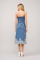 Blue B Denim and Lace Cami Top Midi Dress in Denim White