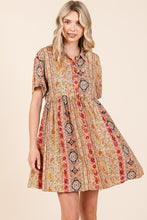 Load image into Gallery viewer, Mittoshop Boho Paisley Striped Print Mini Dress in Rust Multi
