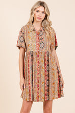 Load image into Gallery viewer, Mittoshop Boho Paisley Striped Print Mini Dress in Rust Multi
