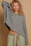 POL CROPPED Solid Color Chenille Sweater in Olive FINAL SALE