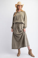 Load image into Gallery viewer, Easel Mineral Washed Solid Color Terry Knit Pullover Top in Faded Olive
