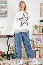 Load image into Gallery viewer, BlueVelvet Distressed Star Patch Top in Natural ON ORDER
