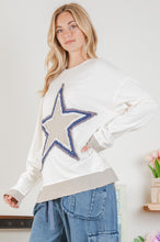 Load image into Gallery viewer, BlueVelvet Distressed Star Patch Top in Natural
