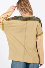 Load image into Gallery viewer, Sage+Fig OVERSIZED Mixed Print Star Patched Top in Olive
