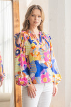 Load image into Gallery viewer, Oddi Mixed Geo Print Top in Lime Multi
