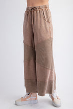 Load image into Gallery viewer, Easel Mixed Thermal Knit and Terry Knit Pants in Mocha
