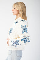 ee:some Quilted CROPPED Jacket with Flower Stitching in Ivory