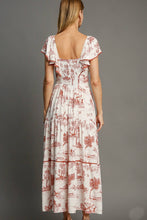 Load image into Gallery viewer, Umgee Two Toned Landscape Print Maxi Dress in Red
