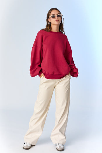 Papermoon Lea OVERSIZED Solid Color Sweatshirt in Mulberry