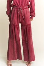 Load image into Gallery viewer, J.Her Solid Color Cut and Sew Chevron Pattern Pants in Burgundy
