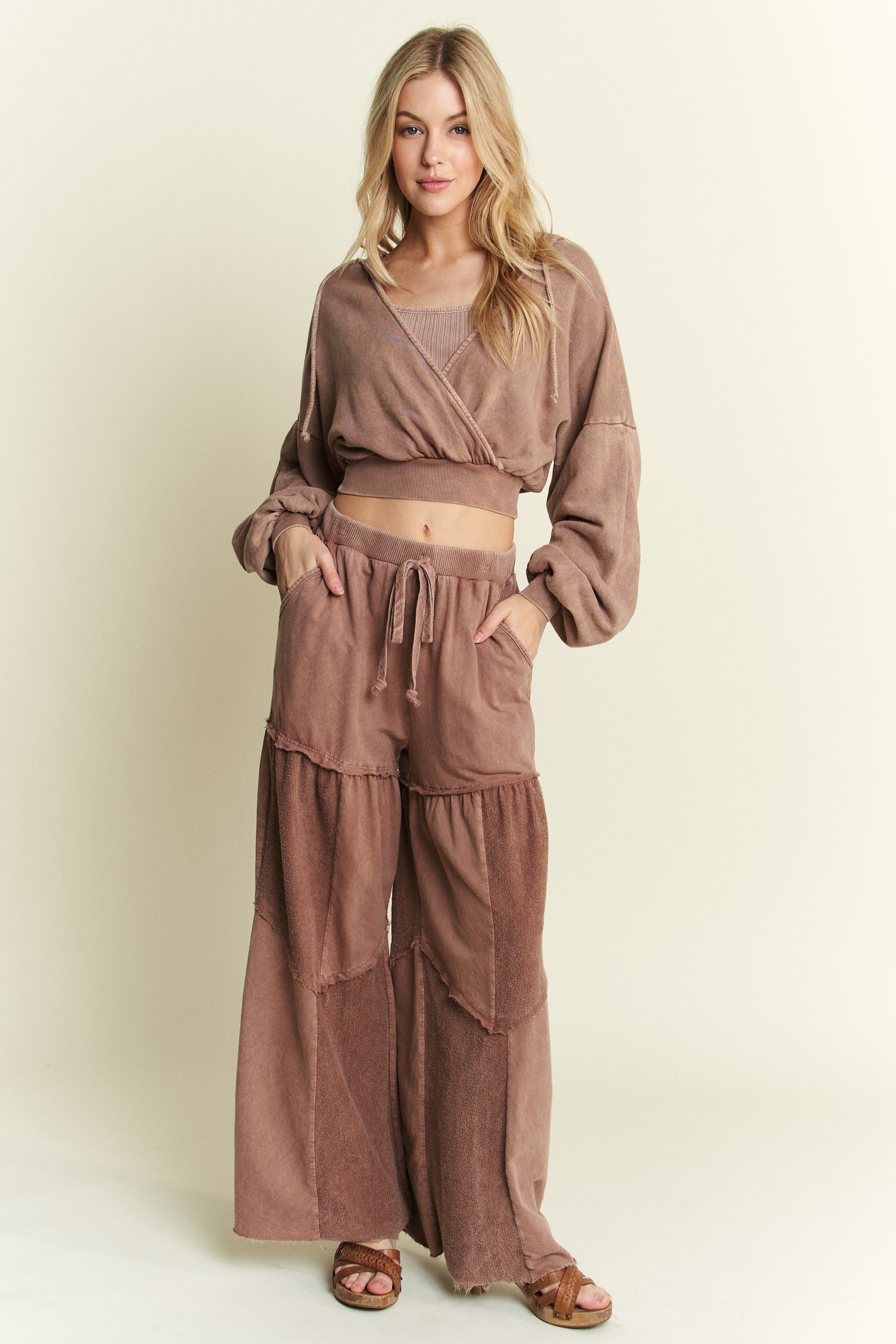 [ちょこれーと］MOUN TENtweed pants他3点 J.Her Solid Color Cut and Sew Chevron Pattern Pants in Espresso