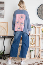 Load image into Gallery viewer, BlueVelvet Color Block Panel Top with Flower Patches in Denim
