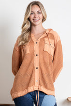 Load image into Gallery viewer, BlueVelvet Hooded Open Waffle Knit Top in Rust
