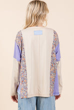 Load image into Gallery viewer, Mittoshop Mixed Print and Solid Color Oversized Top in Peri Blue Combo ON ORDER
