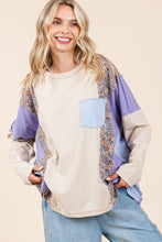 Load image into Gallery viewer, Mittoshop Mixed Print and Solid Color Oversized Top in Peri Blue Combo ON ORDER
