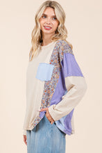 Load image into Gallery viewer, Mittoshop Mixed Print and Solid Color Oversized Top in Peri Blue Combo ON ORDER
