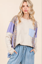 Load image into Gallery viewer, Mittoshop Mixed Print and Solid Color Oversized Top in Peri Blue Combo ON ORDER
