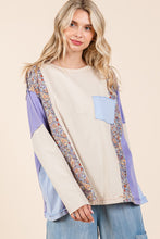 Load image into Gallery viewer, Mittoshop Mixed Print and Solid Color Oversized Top in Peri Blue Combo ON ORDER
