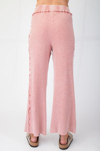 Easel Mineral Washed Ribbed Pants in Mauve