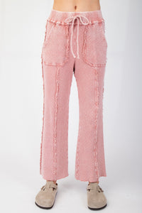 Easel Mineral Washed Ribbed Pants in Mauve