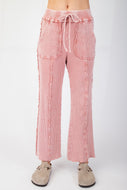 Easel Mineral Washed Ribbed Pants in Mauve FINAL SALE