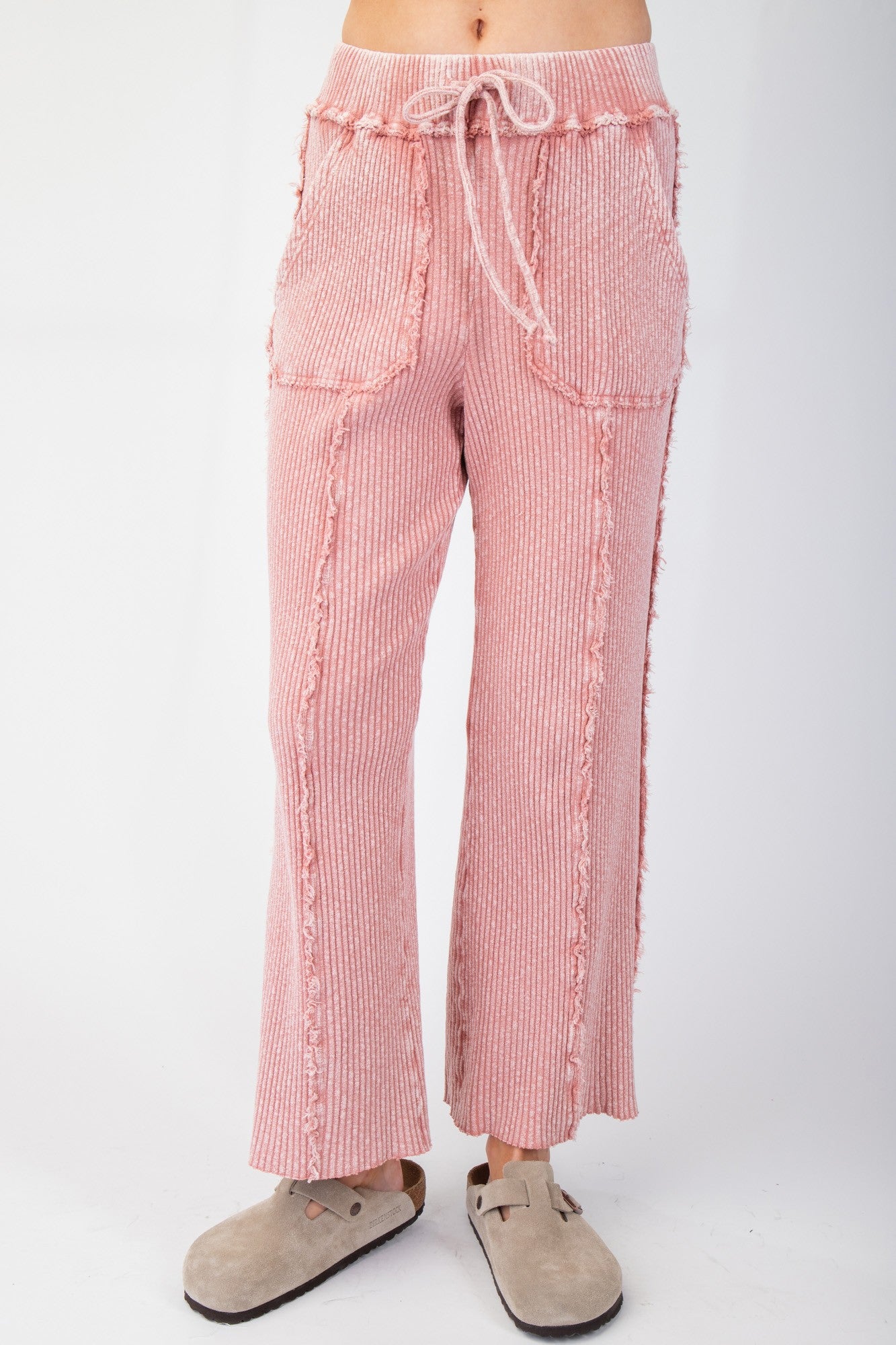 Easel Mineral Washed Ribbed Pants in Mauve – June Adel