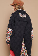 Load image into Gallery viewer, POL OVERSIZED Twill Shacket with Floral Patches in Black Floral
