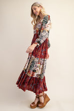 Load image into Gallery viewer, GiGio Mixed Print Midi Dress in Marsala
