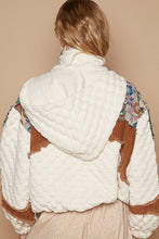 Load image into Gallery viewer, POL Quilted Jacket with Floral Print and Corduroy Details in Ivory Multi
