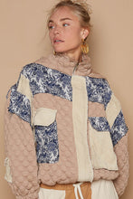 Load image into Gallery viewer, POL Quilted Jacket with Floral Print and Corduroy Details in Tan Multi
